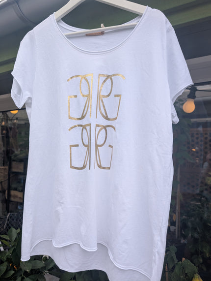 T-shirt, tryck i guld