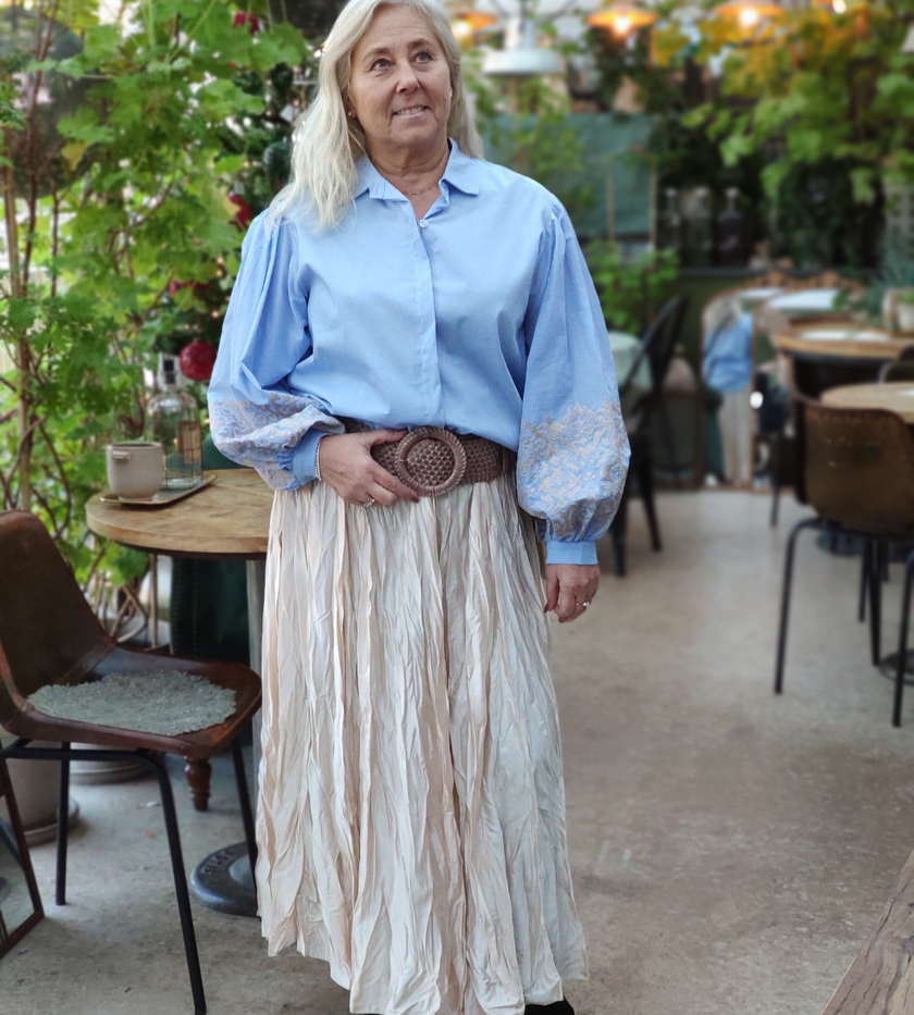 Kjol, glans-skrynklig