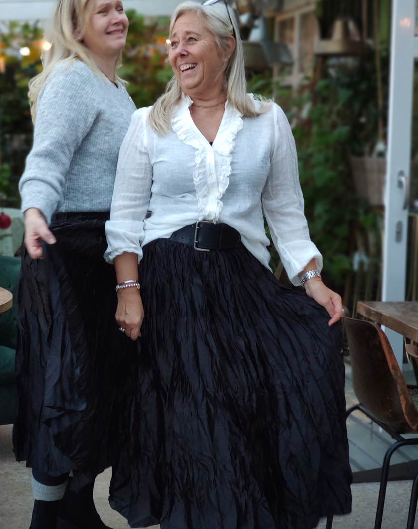 Kjol, glans-skrynklig