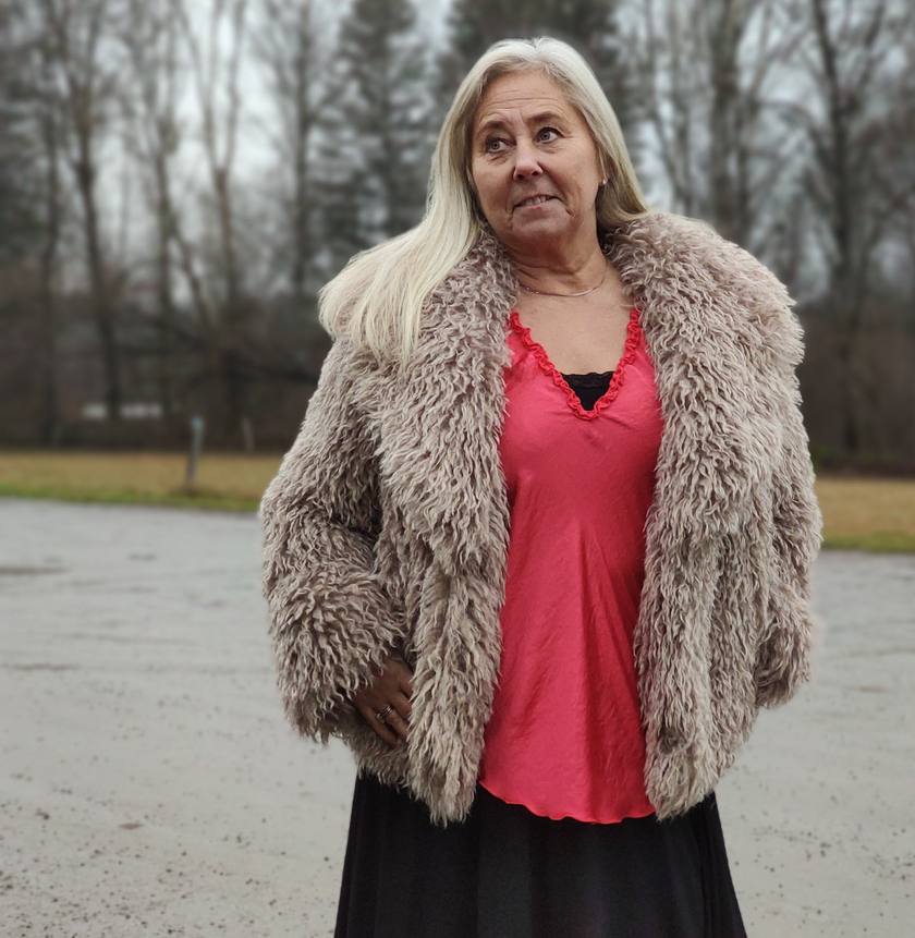 Blus v-ringad, korallröd, Branting