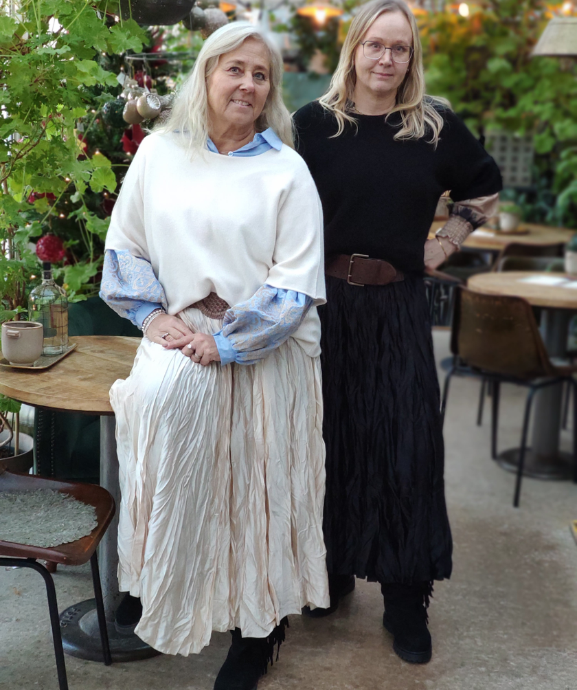 Kjol, glans-skrynklig