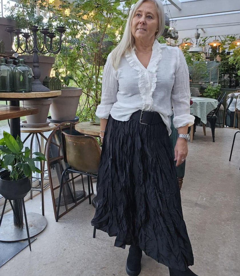 Kjol, glans-skrynklig