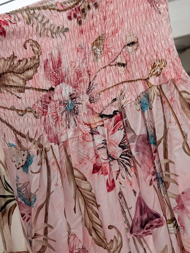 Kjol blommig, med bred smock, Marta