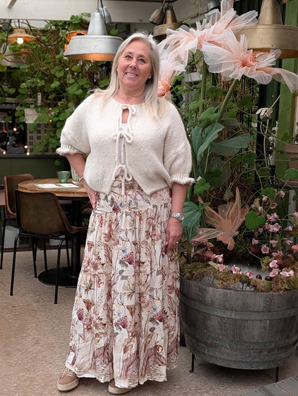 Kjol blommig, med bred smock, Marta
