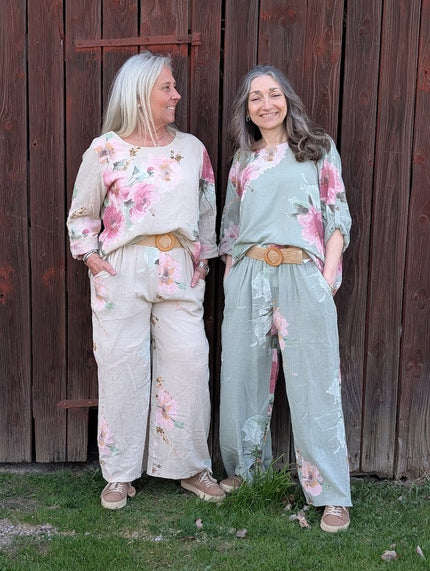 Byxa, blommig med bälte, Buller