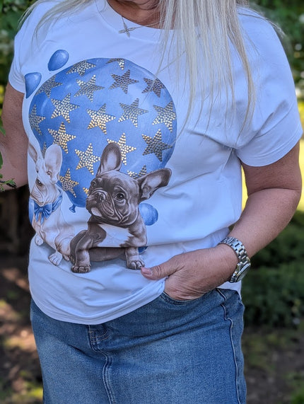 T-shirt, glittrigt hundmotiv, Soulful Fashion