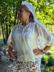 Romantisk blus med broderade blommor, Lecoco