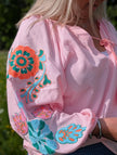 Blus, broderade ärmar, Qnuz