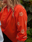 Blus, broderade blommor, Minou Minou