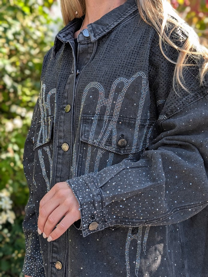 Jeansskjorta med strass, Monday Premium Paris