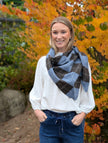 Stickad scarf med rutmönster