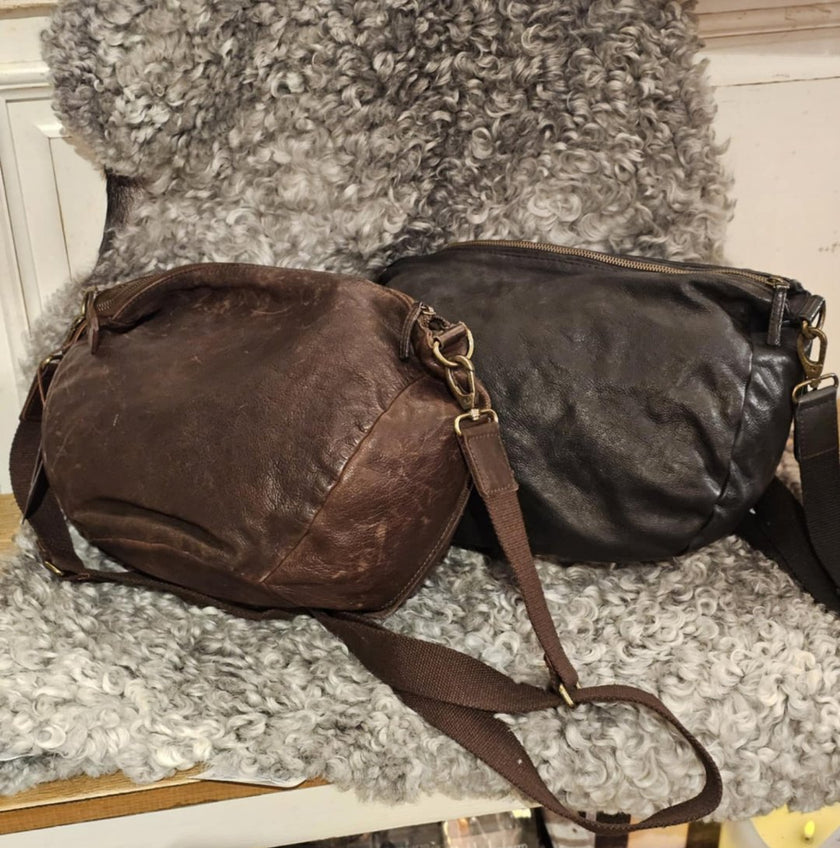 Väska flätat, brun, svart, Montana