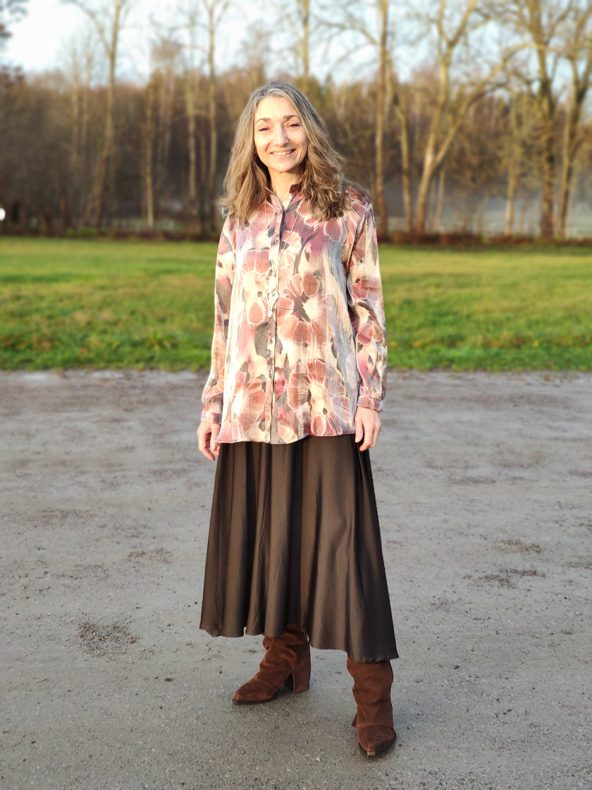 Kjol, 'Hulda', glansig maxikjol, Gemini