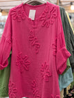 Blus i bomull, med blombrodyr, Buller