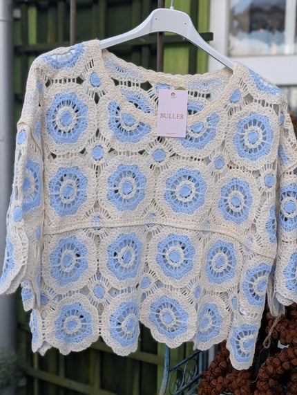 Tröja virkade mormorsrutor, Buller