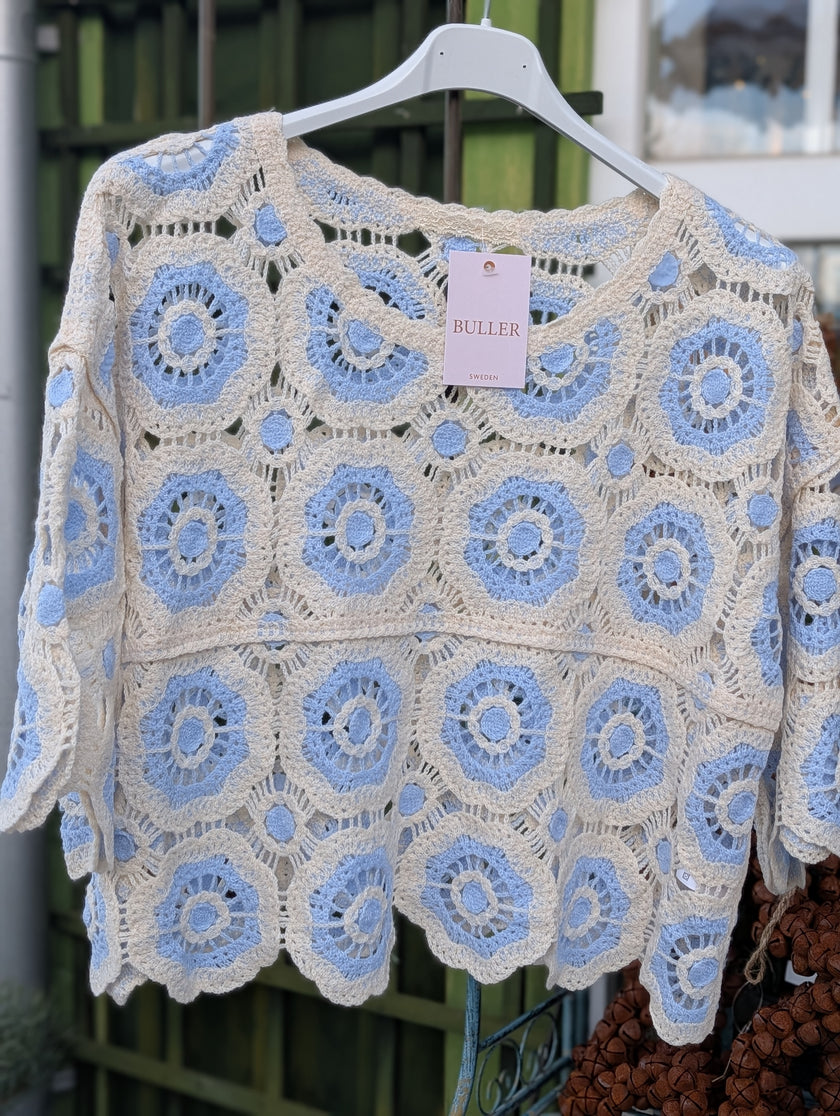 Tröja virkade mormorsrutor, Buller