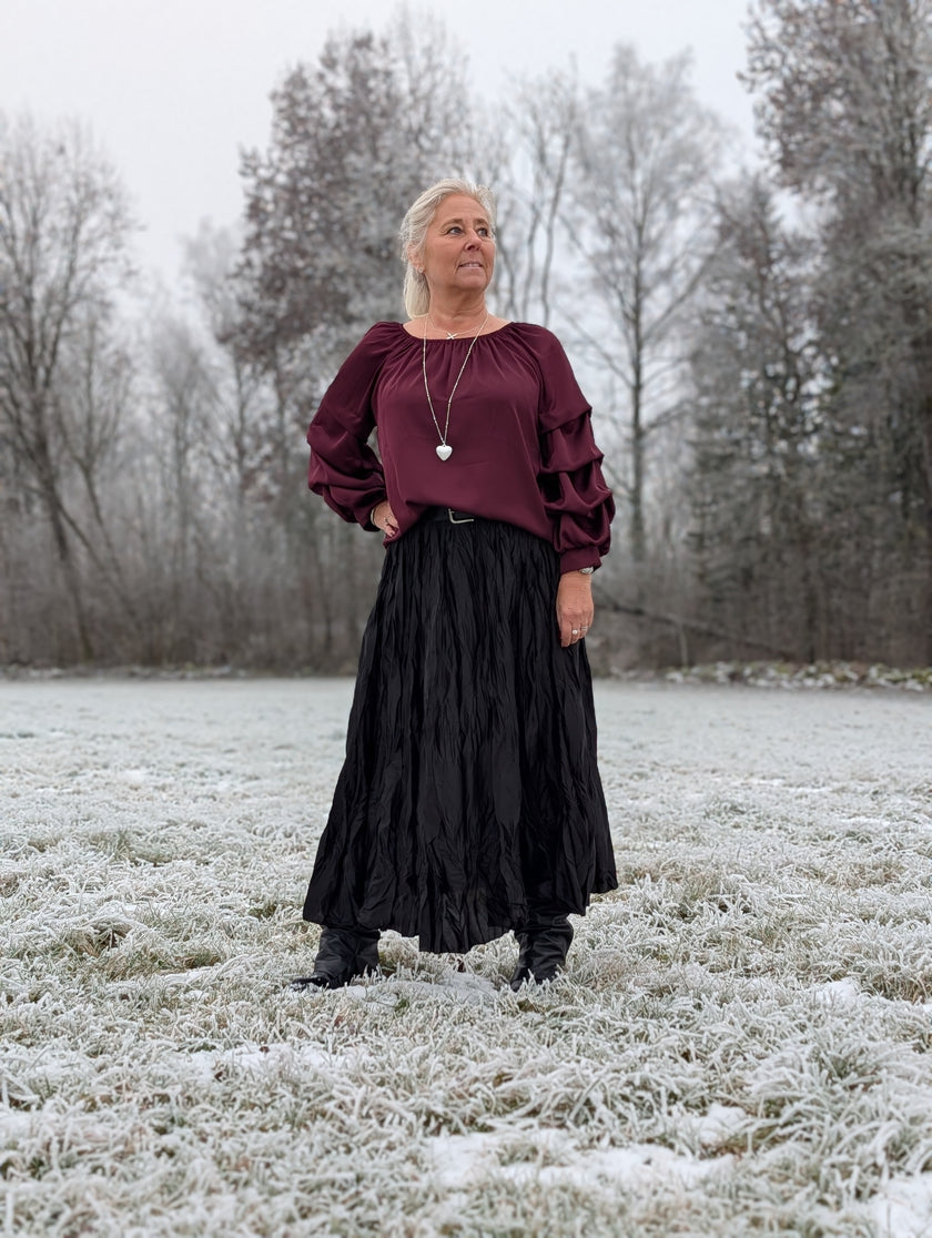 Blus, 'Raya' glansig med volymärm, Gemini