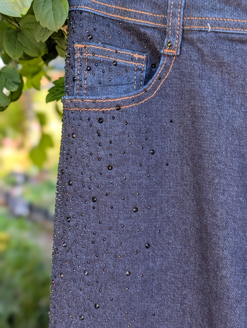 Vida jeans med strass, FOLYROSE