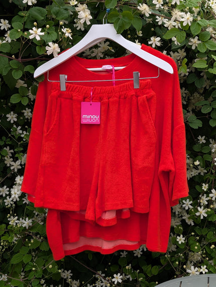 Topp & shorts-set i frotté, Minou Minou