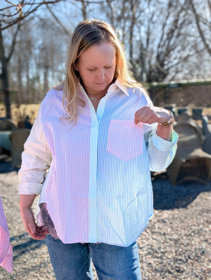 Skjorta, ränder i glada färger, Camicia