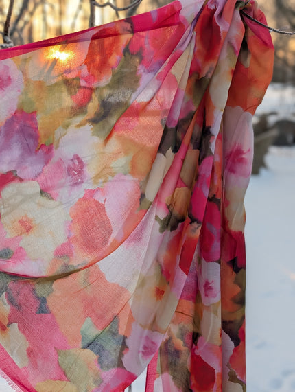 Sjal, färgglad akvarell-blommig, Moshi