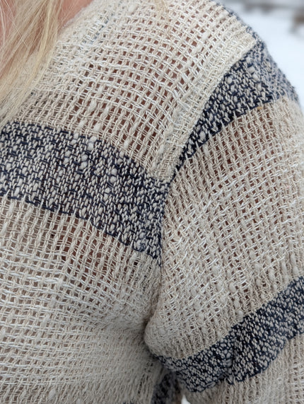 Tunika i linne, randig sand, Bohéme