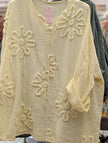 Blus i bomull, med blombrodyr, Buller