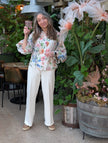 Blus, blommig, tunn med puffärm, Camicia