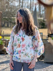 Blus, blommig, tunn med puffärm, Camicia