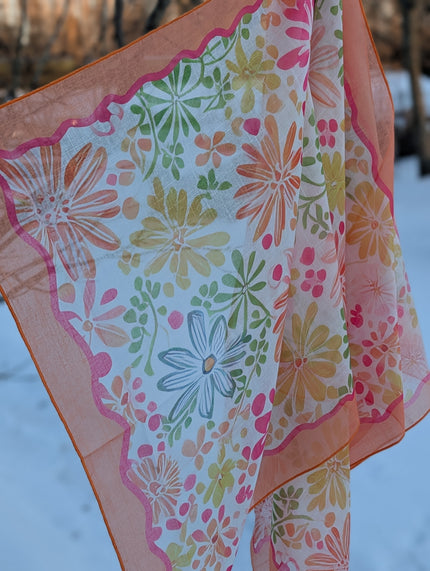 Sjal fyrkant, blommig Moshi