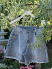 Jeansshorts, broderade, Lecoco