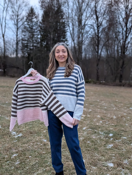 Tröja, stickad randig, Marta