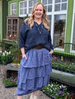 Blus i bomull, med blombrodyr, Buller