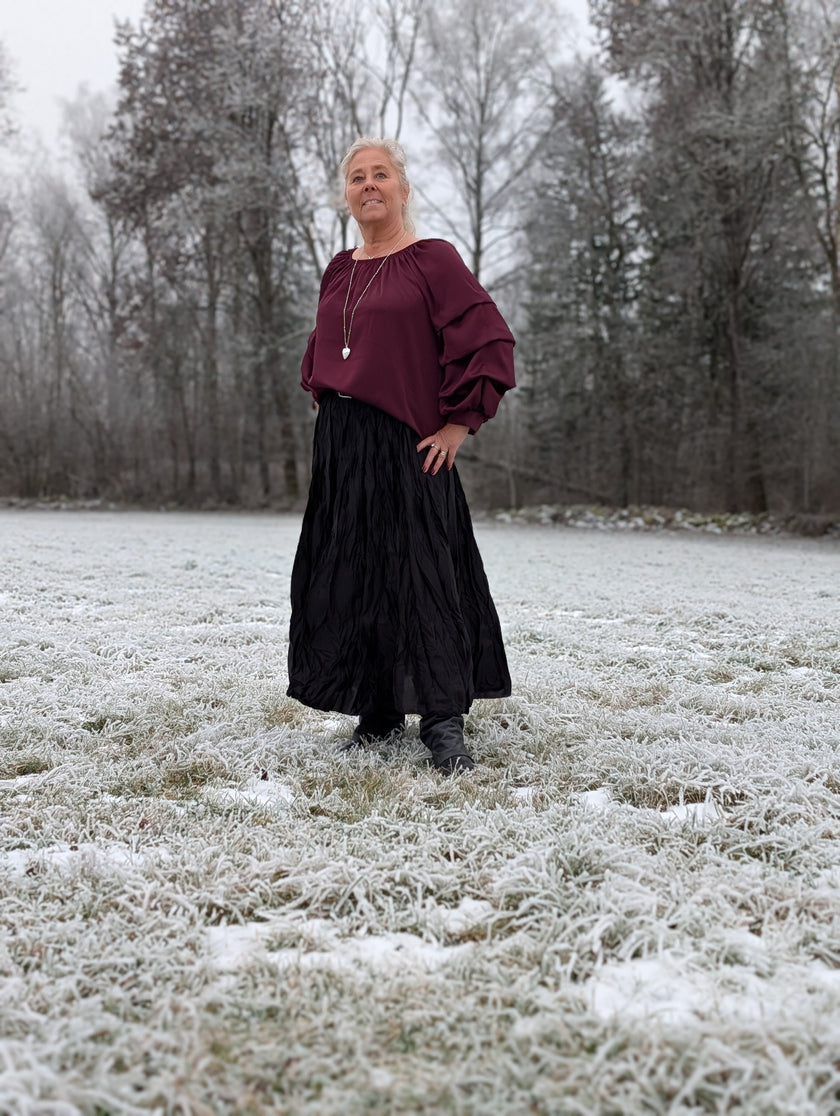 Blus, 'Raya' glansig med volymärm, Gemini