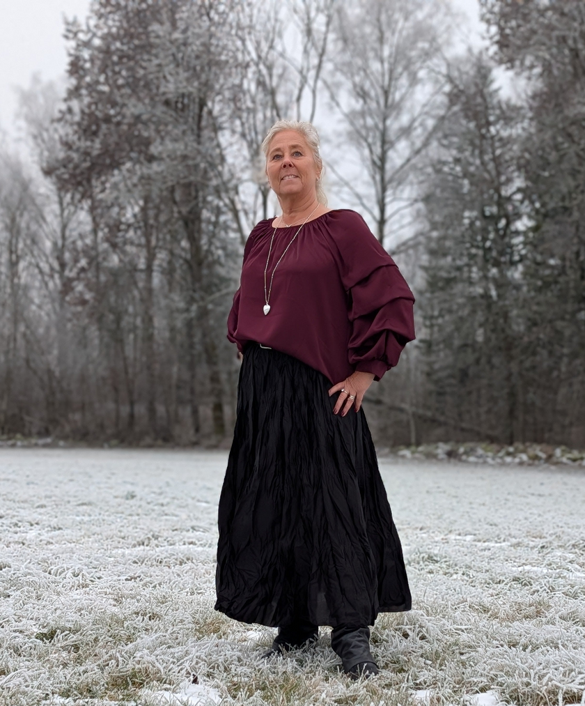 Blus, 'Raya' glansig med volymärm, Gemini