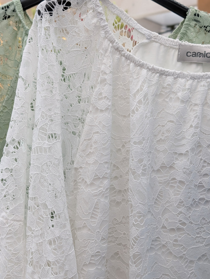 Topp med spets 'Rosalia' med insytt linne, Camicia
