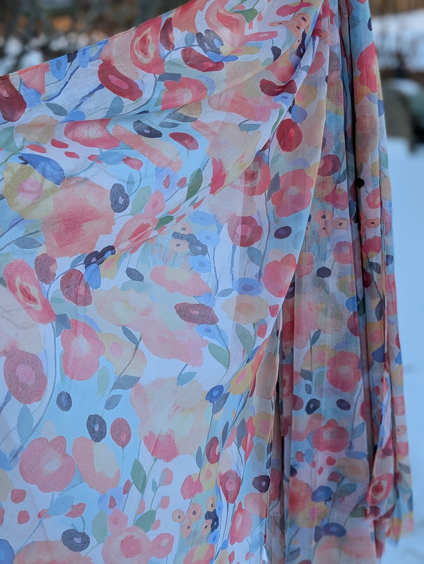 Sjal blommor färgglad