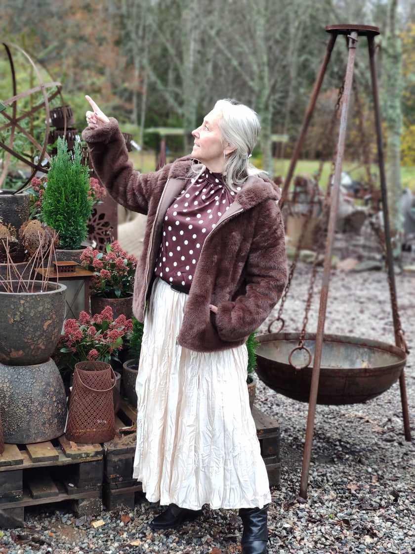 Kjol, glans-skrynklig