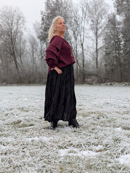 Blus, 'Raya' glansig med volymärm, Gemini