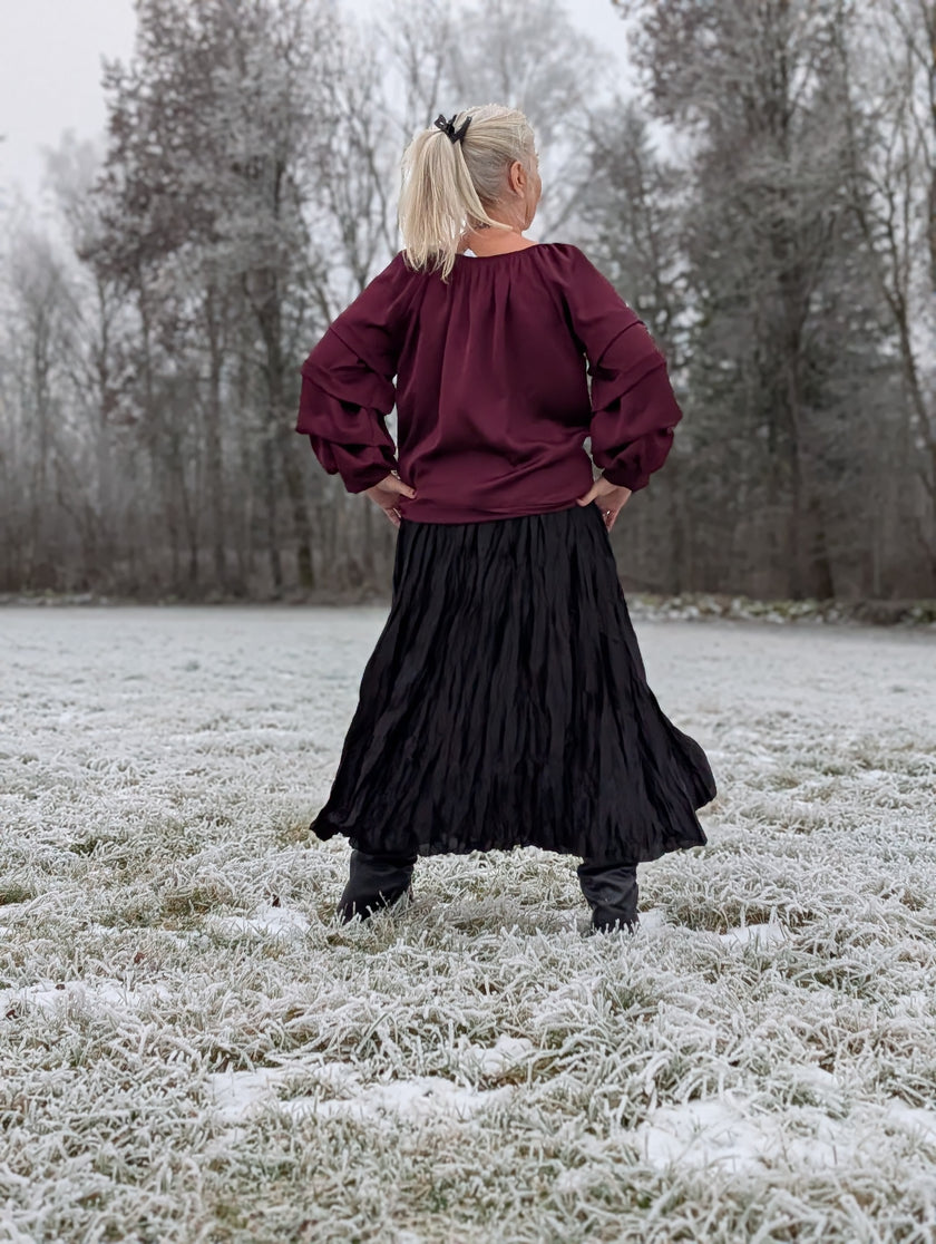 Kjol, glans-skrynklig