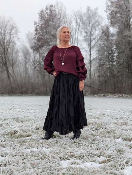 Kjol, glans-skrynklig