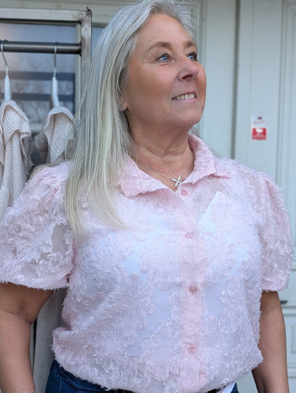 Blus med strukturmönster Gemini