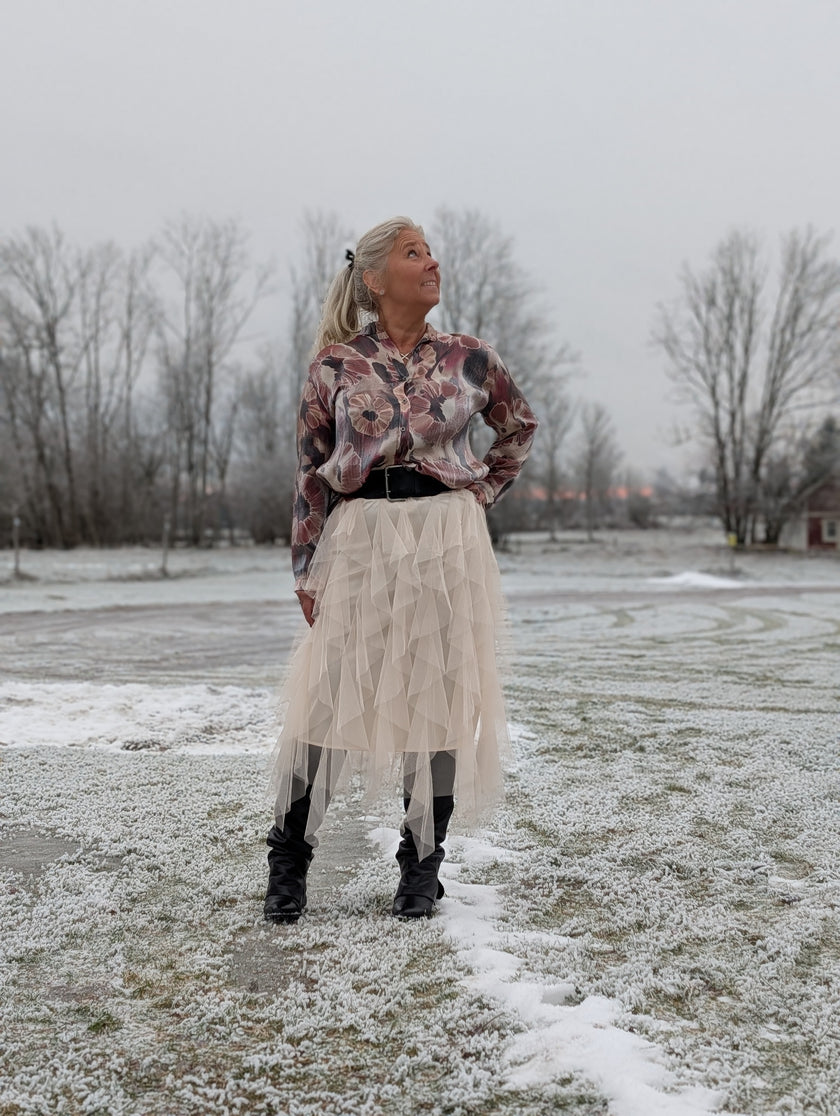 Blus, 'Cloe' blommig viskos, Gemini