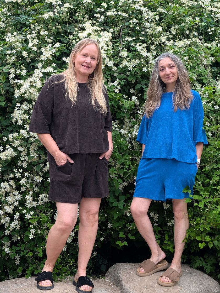 Topp & shorts-set i frotté