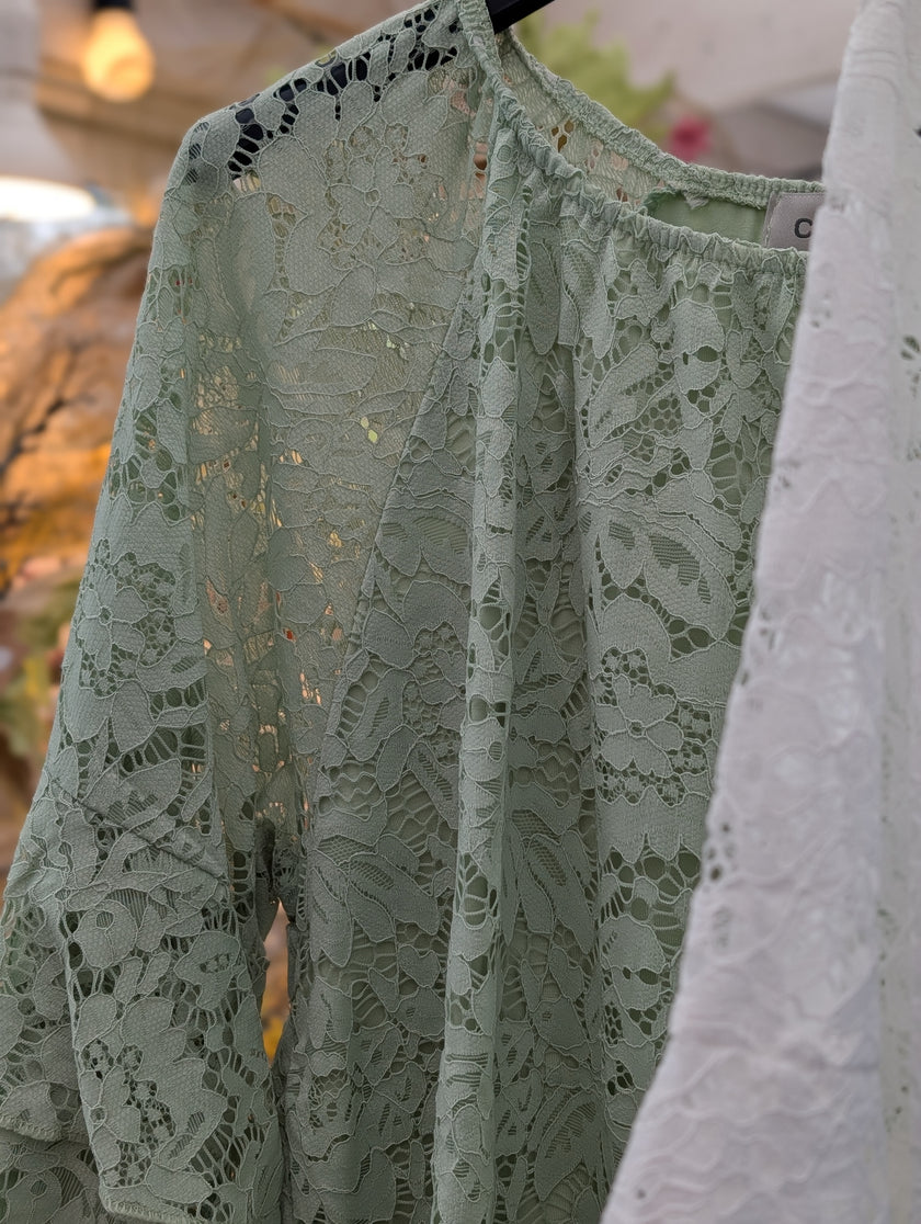 Topp med spets 'Rosalia' med insytt linne, Camicia