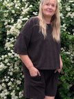 Topp & shorts-set i frotté