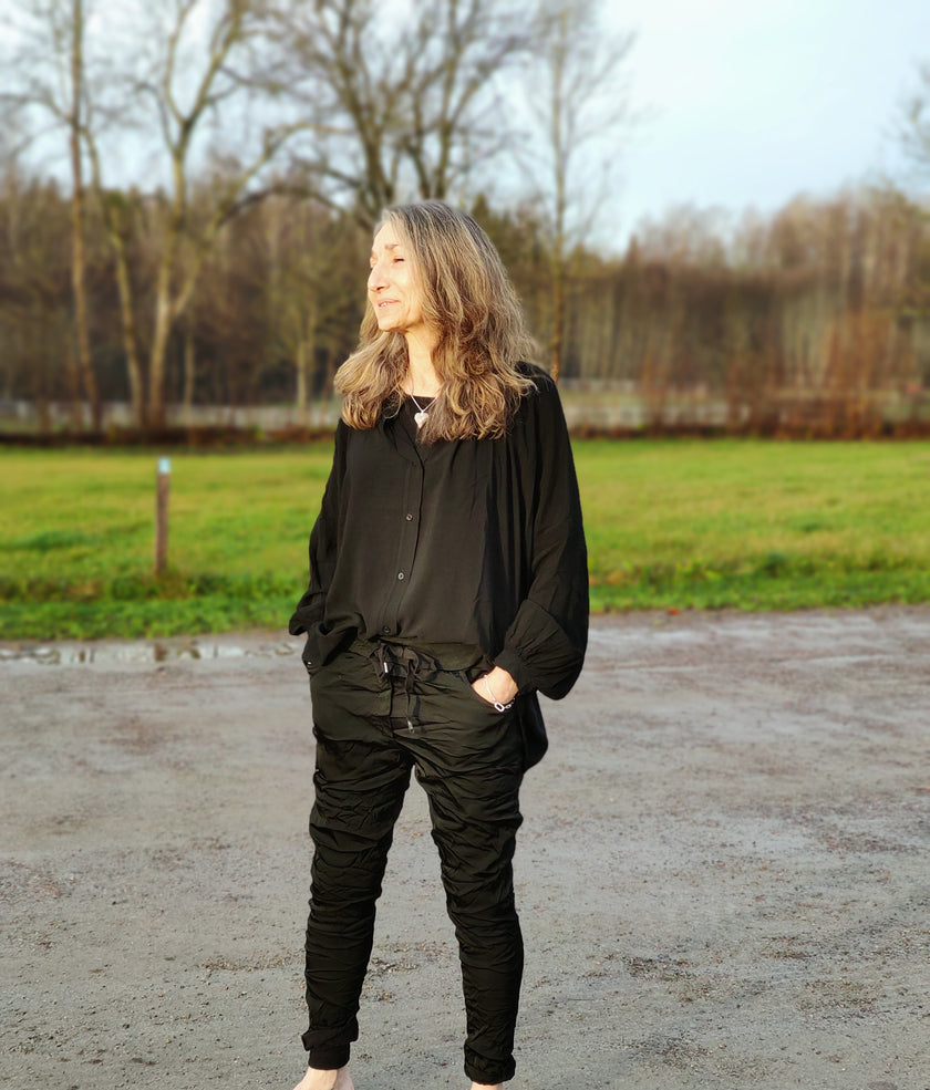 Byxa, 'Ilma', glansig stretchbyxa, Gemini