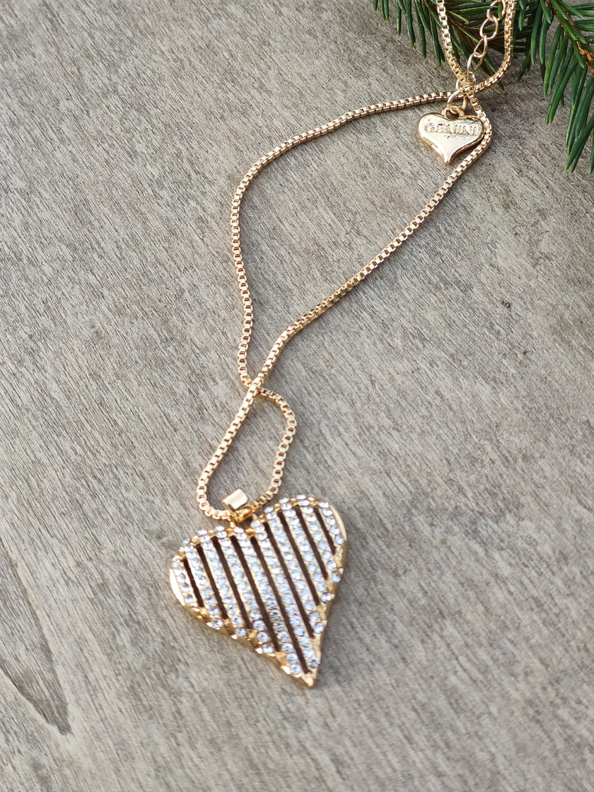 Halsband, kort kedja med hjärta, Gemini