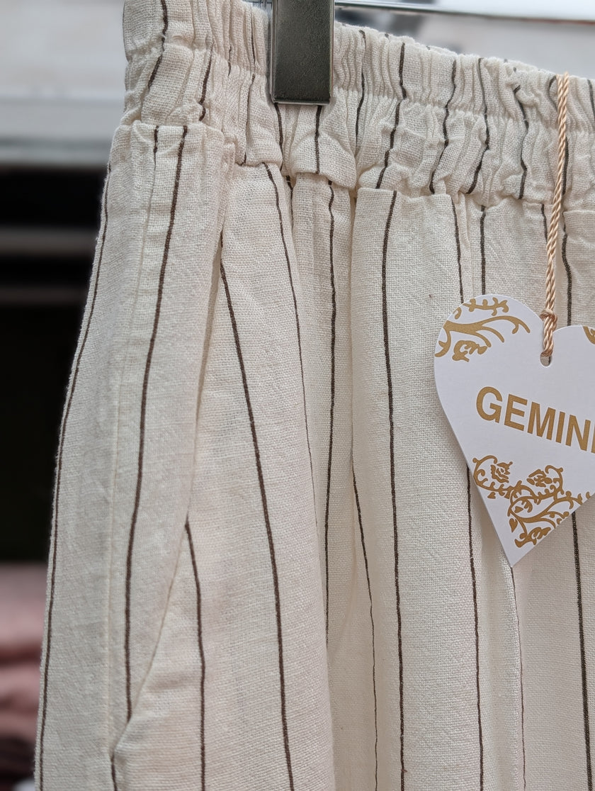 Byxa i linnemix, vit med ränder, Gemini